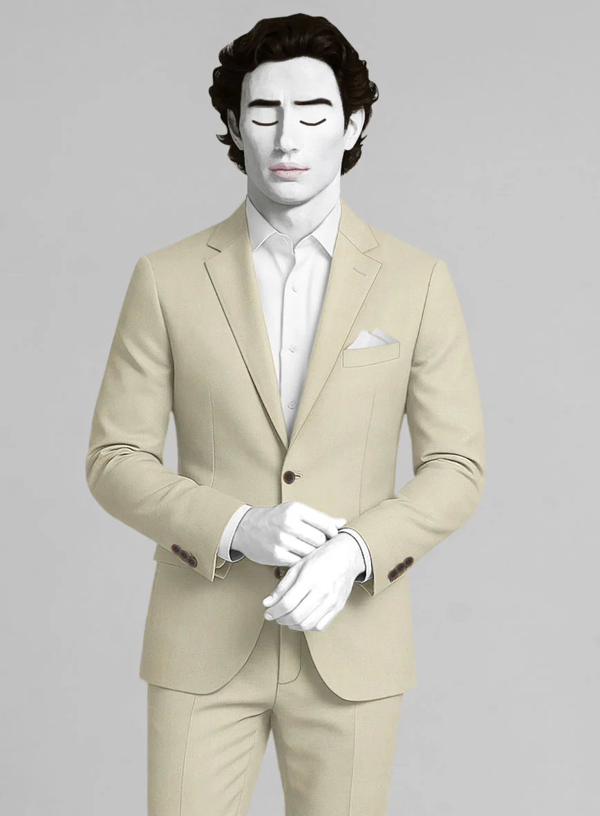 Napolean Stretch Beige Wool Suit - Image 3