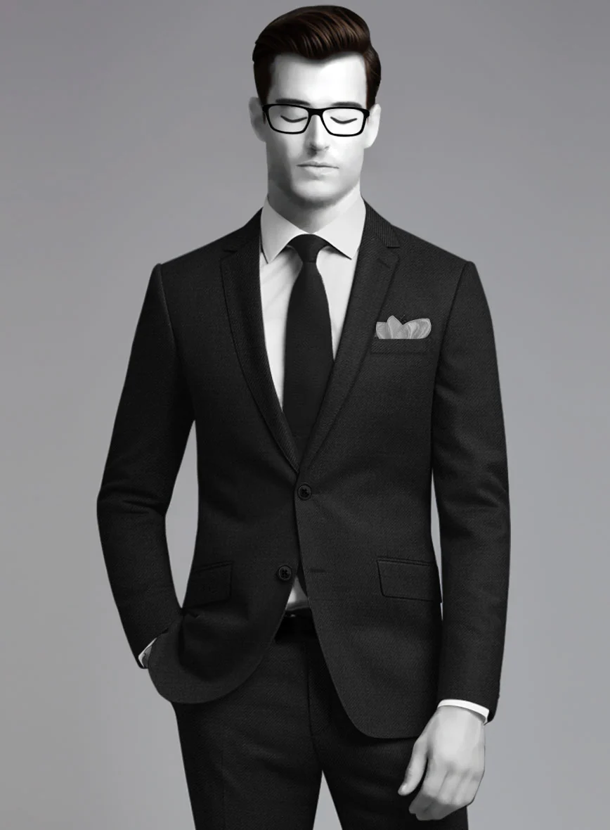 Napolean Stretch Black Wool Suit - Image 3