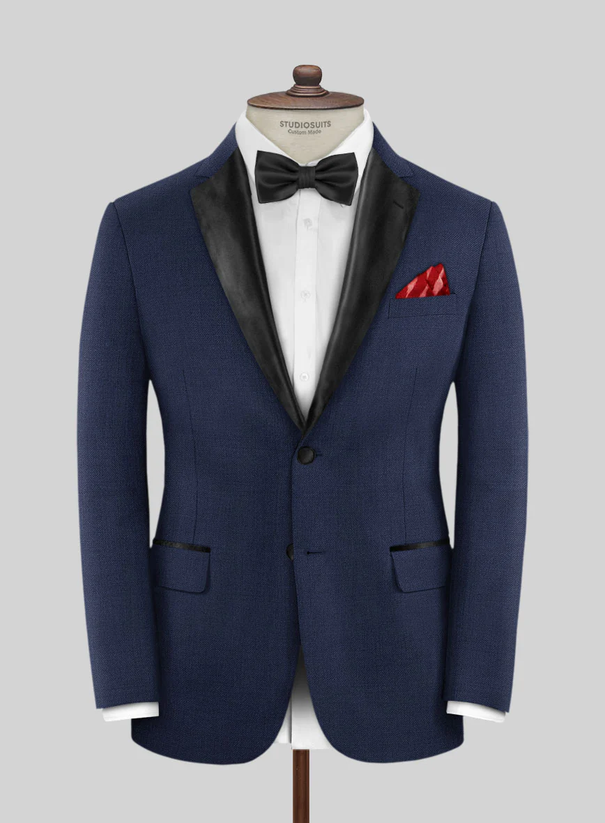 Napolean Stretch Blue Wool Tuxedo Jacket