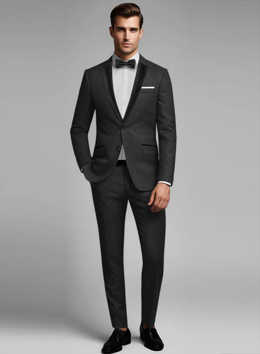Napolean Stretch Charcoal Wool Tuxedo Suit - Image 2