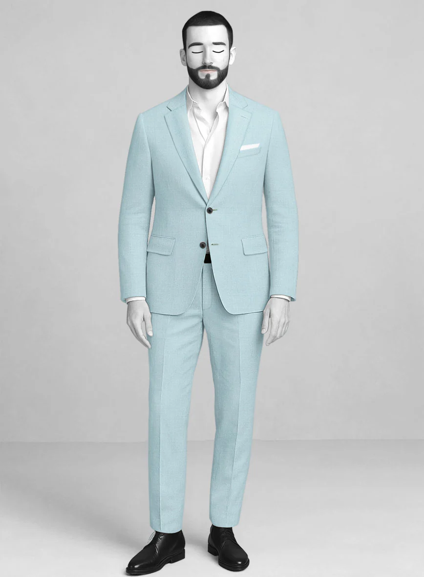 Napolean Stretch Coral Blue Wool Suit