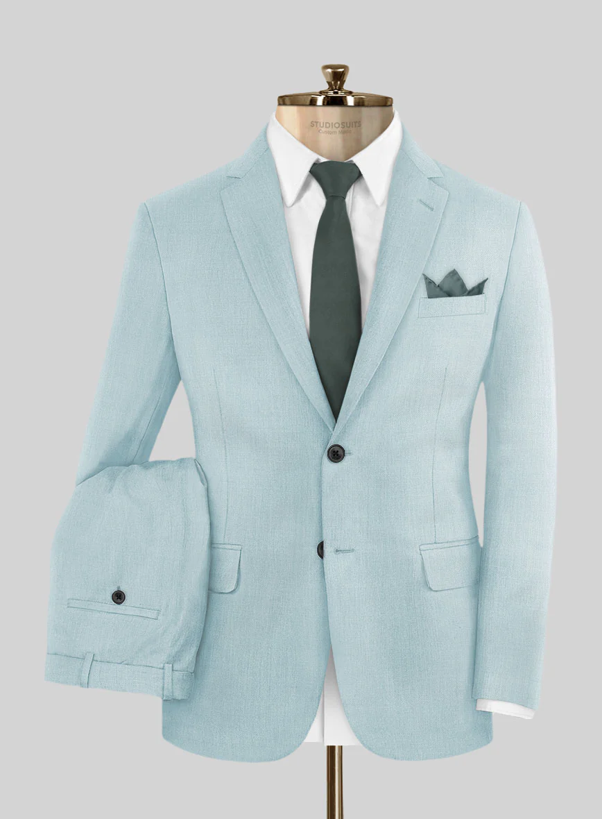 Napolean Stretch Coral Blue Wool Suit - Image 2