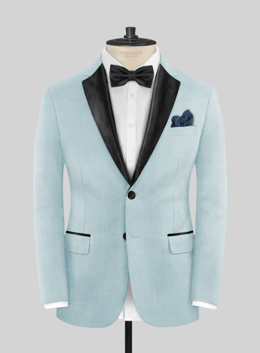 Napolean Stretch Coral Blue Wool Tuxedo Jacket