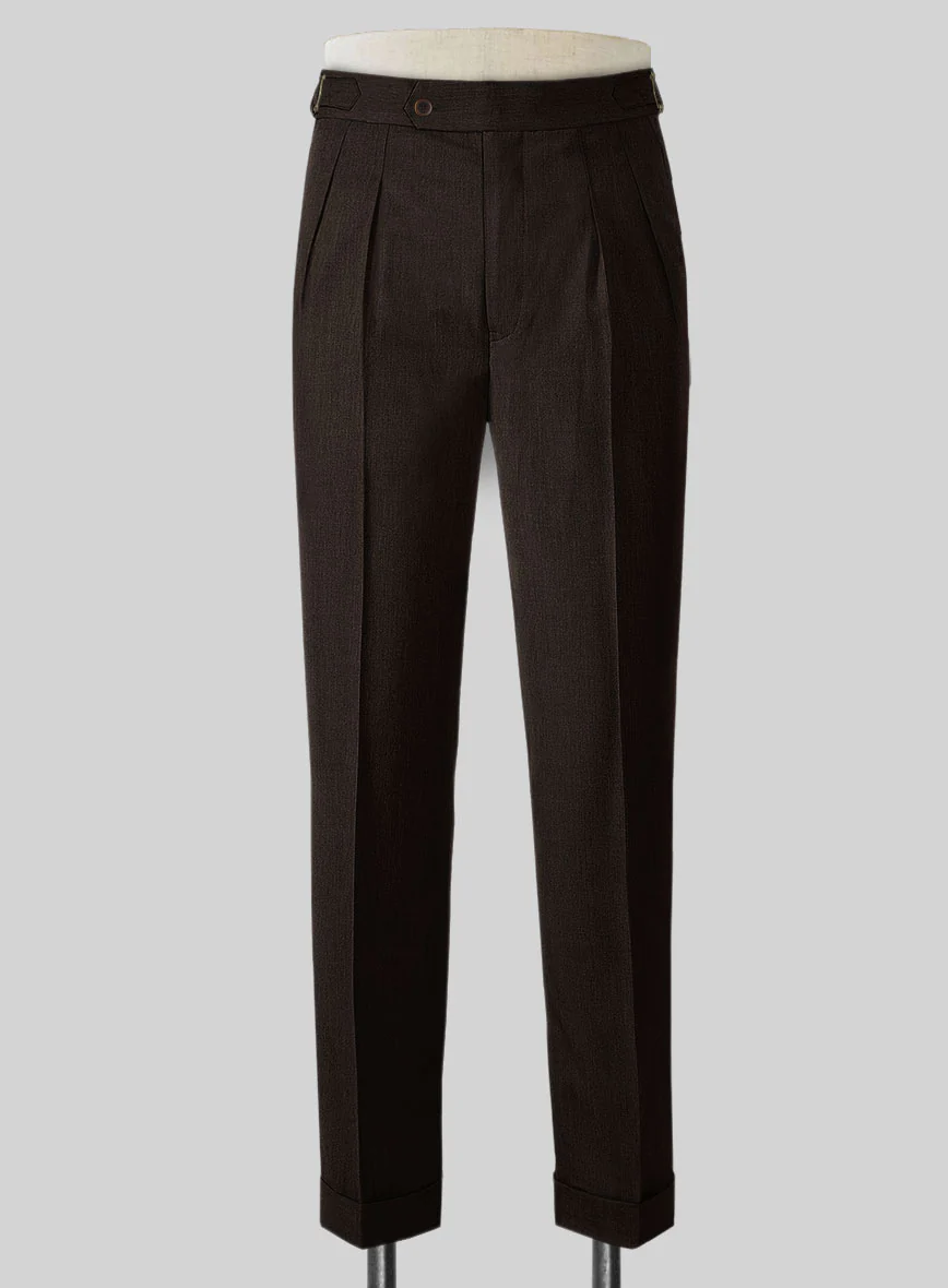 Napolean Stretch Dark Brown Highland Wool Trouser