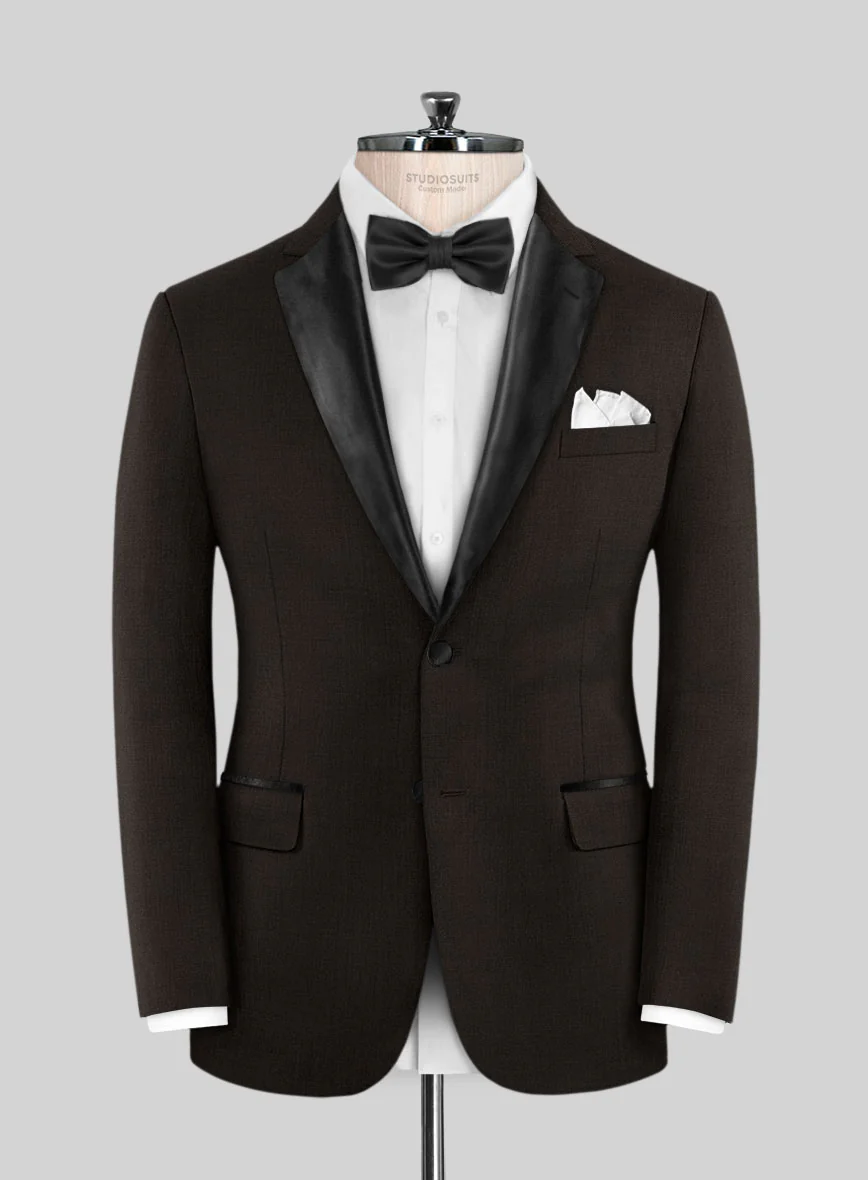 Napolean Stretch Dark Brown Wool Tuxedo Jacket