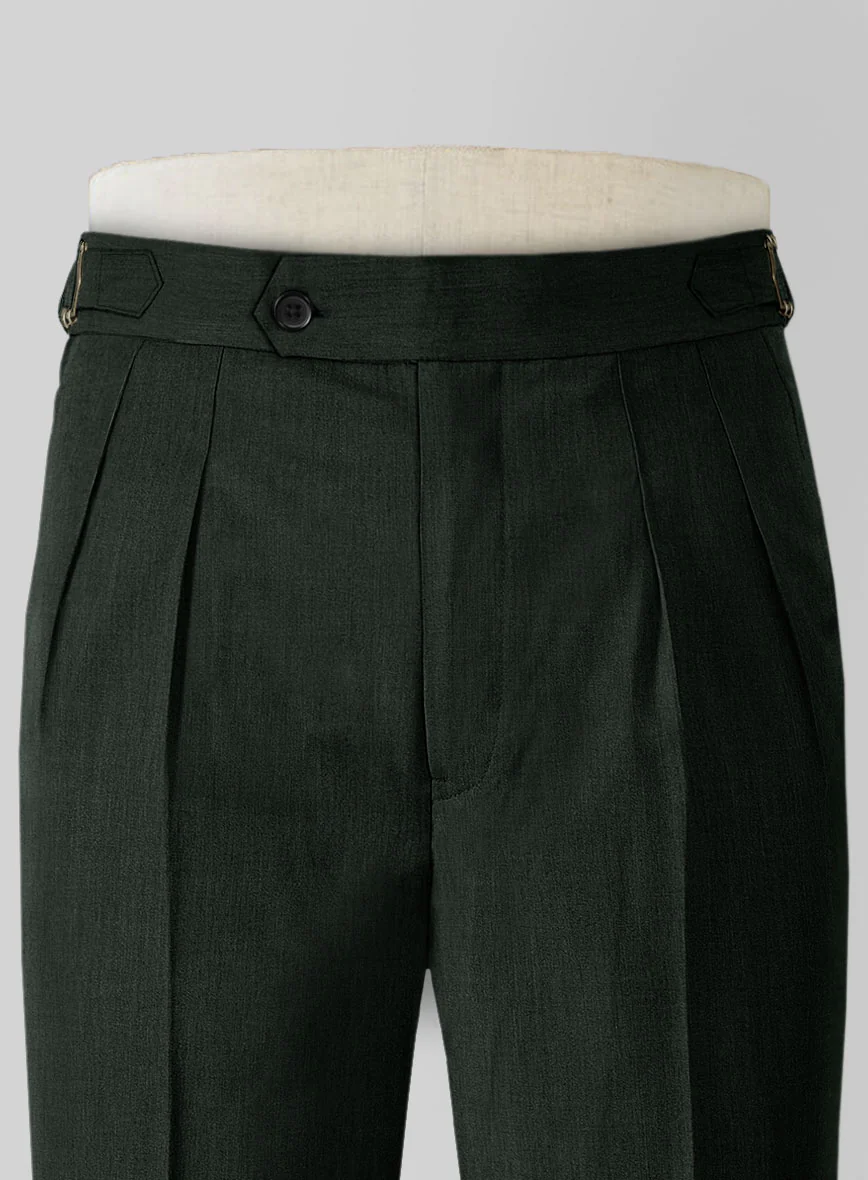 Napolean Stretch Dark Green Wool Highland Trouser - Image 4