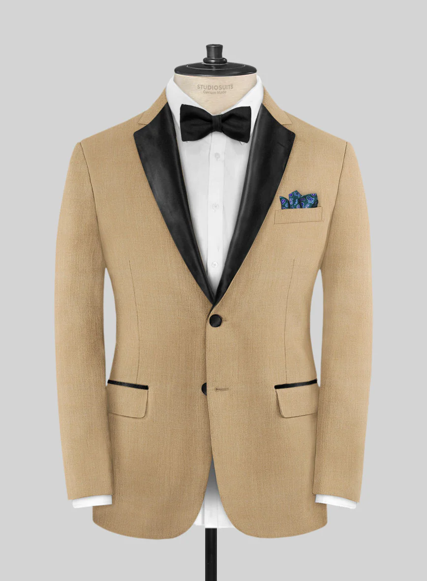 Napolean Stretch Dark Khaki Wool Tuxedo Suit - Image 2