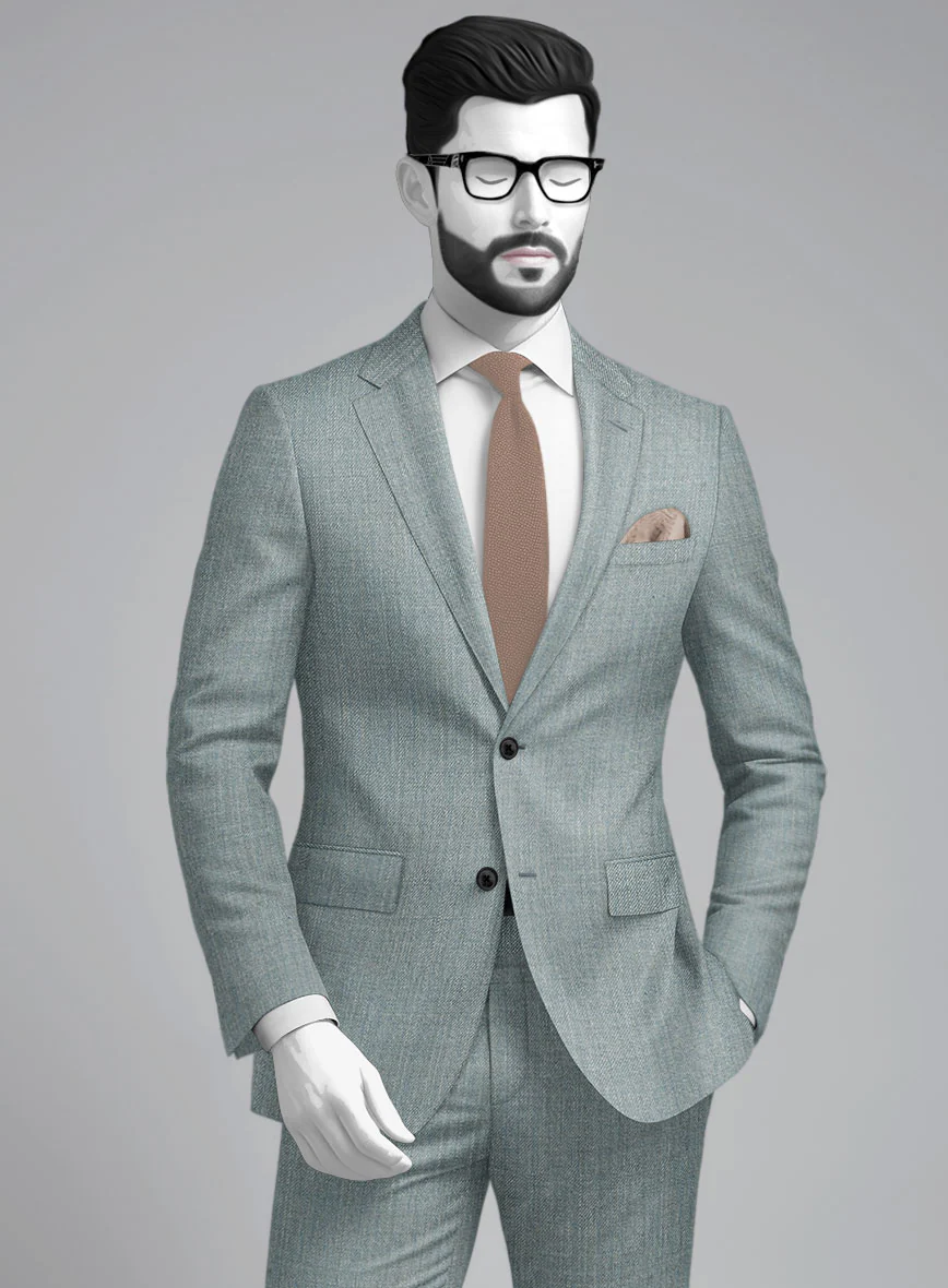 Napolean Stretch Gray Blue Wool Suit - Image 4