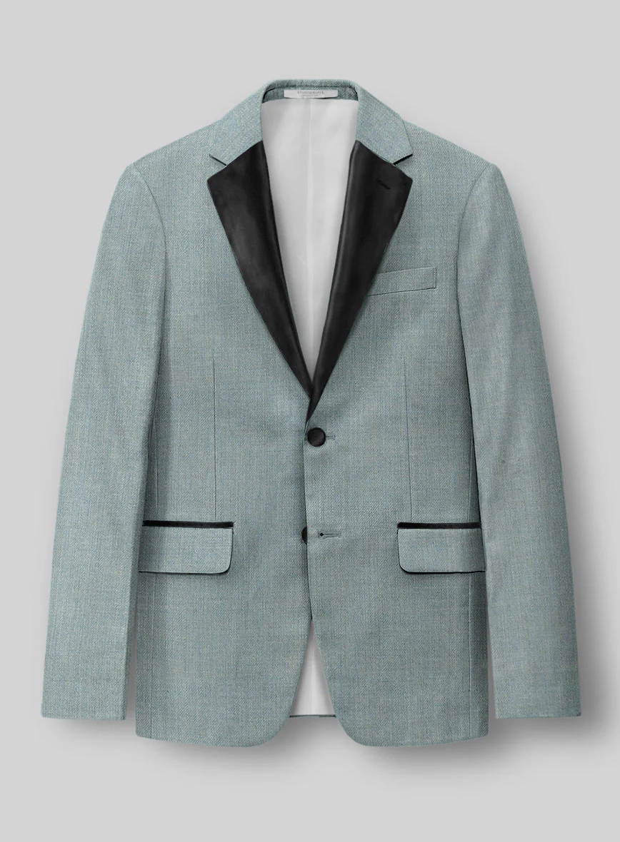 Napolean Stretch Gray Blue Wool Tuxedo Suit - Image 3