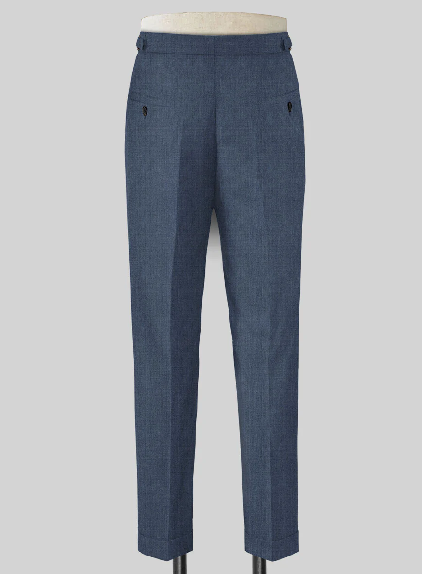 Napolean Stretch Imperial Blue Highland Wool Trousers - Image 3