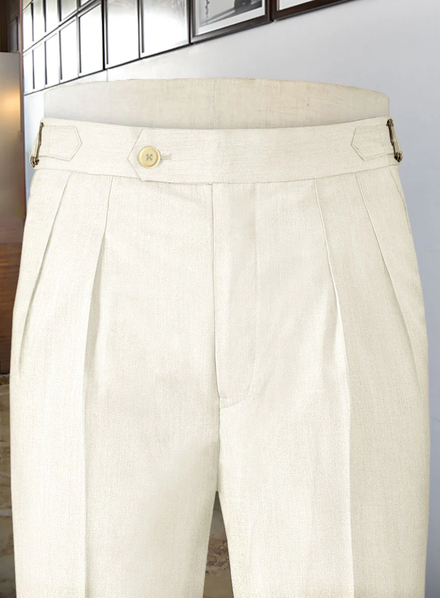 Napolean Stretch Ivory Wool Highland Trousers - Image 2