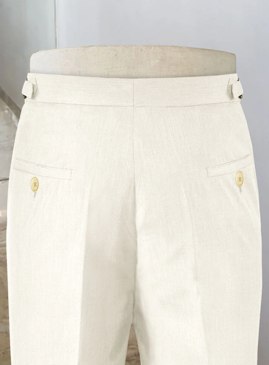 Napolean Stretch Ivory Wool Highland Trousers - Image 4