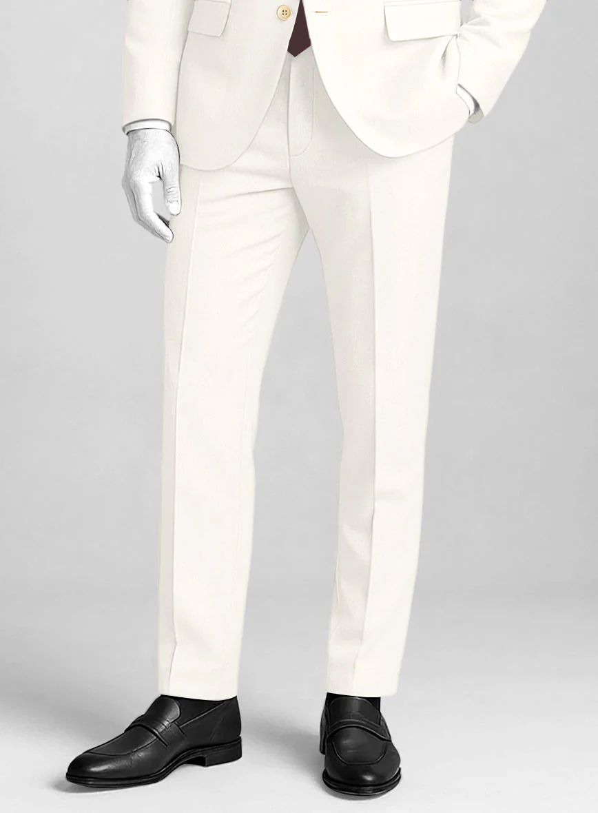 Napolean Stretch Ivory Wool Pants