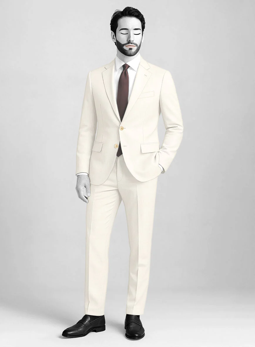 Napolean Stretch Ivory Wool Suit