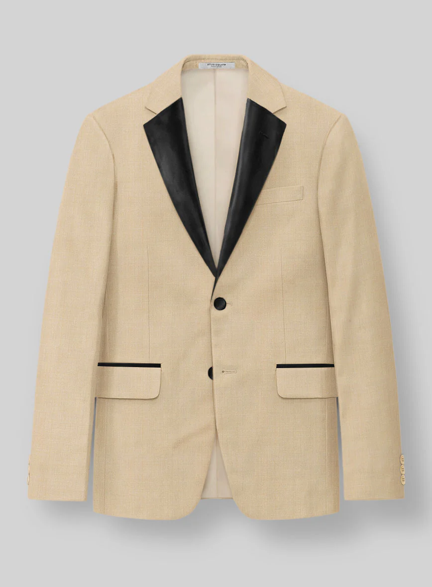 Napolean Stretch Khaki Wool Tuxedo Suit - Image 4