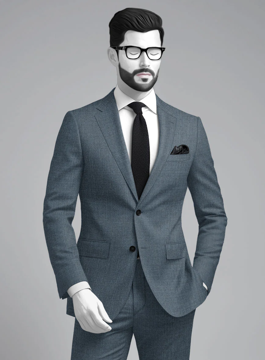 Napolean Stretch Pacific Blue Wool Suit - Image 4