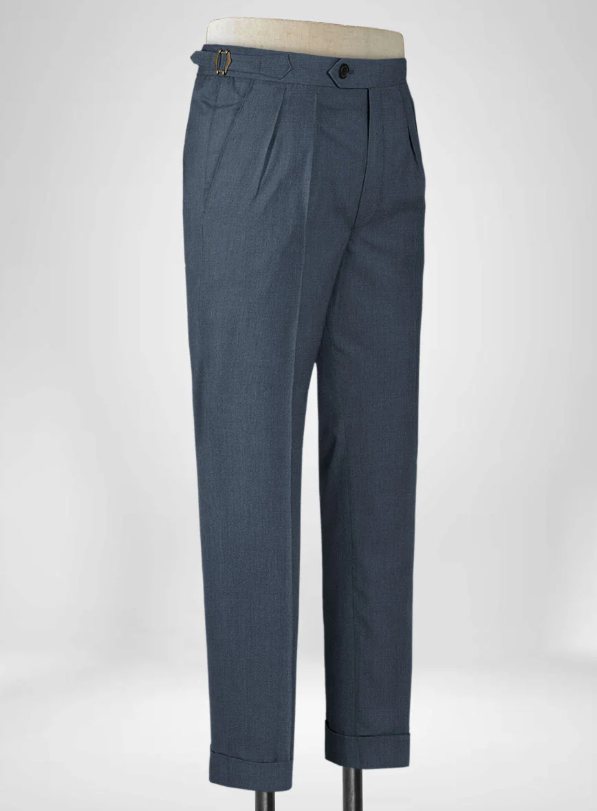 Napolean Stretch Space Blue Highland Wool Trousers - Image 2
