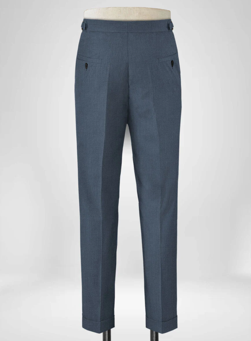 Napolean Stretch Space Blue Highland Wool Trousers - Image 3