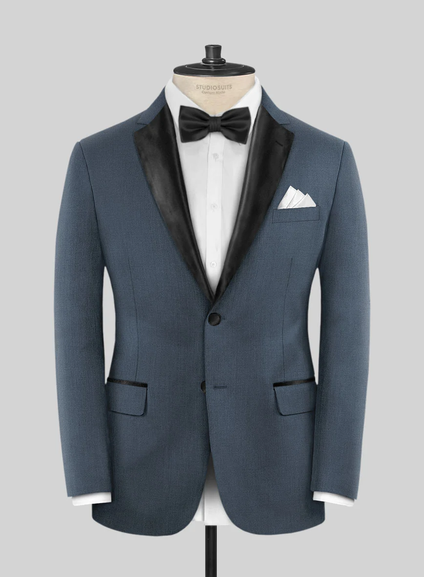 Napolean Stretch Space Blue Wool Tuxedo Suit - Image 2