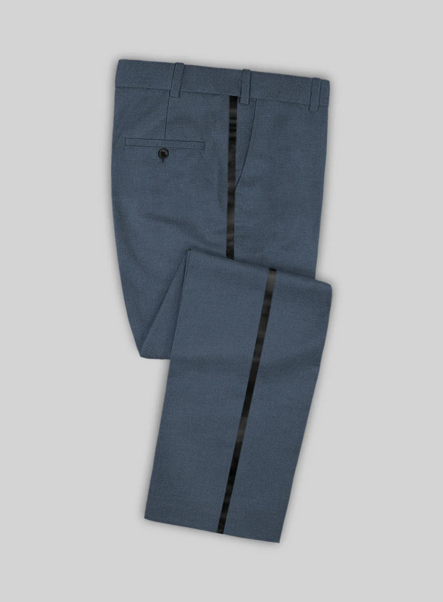 Napolean Stretch Space Blue Wool Tuxedo Suit - Image 3