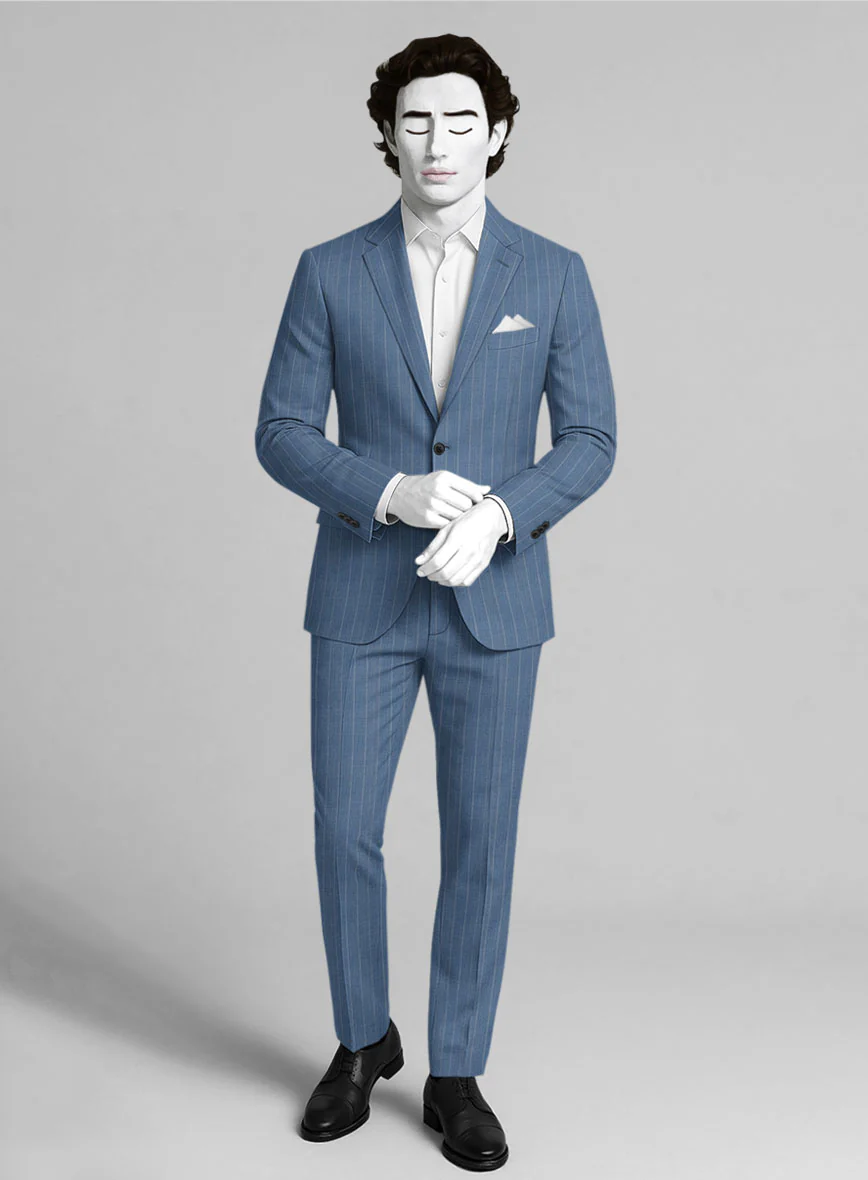 Napolean Tarello Stripe Blue Wool Suit