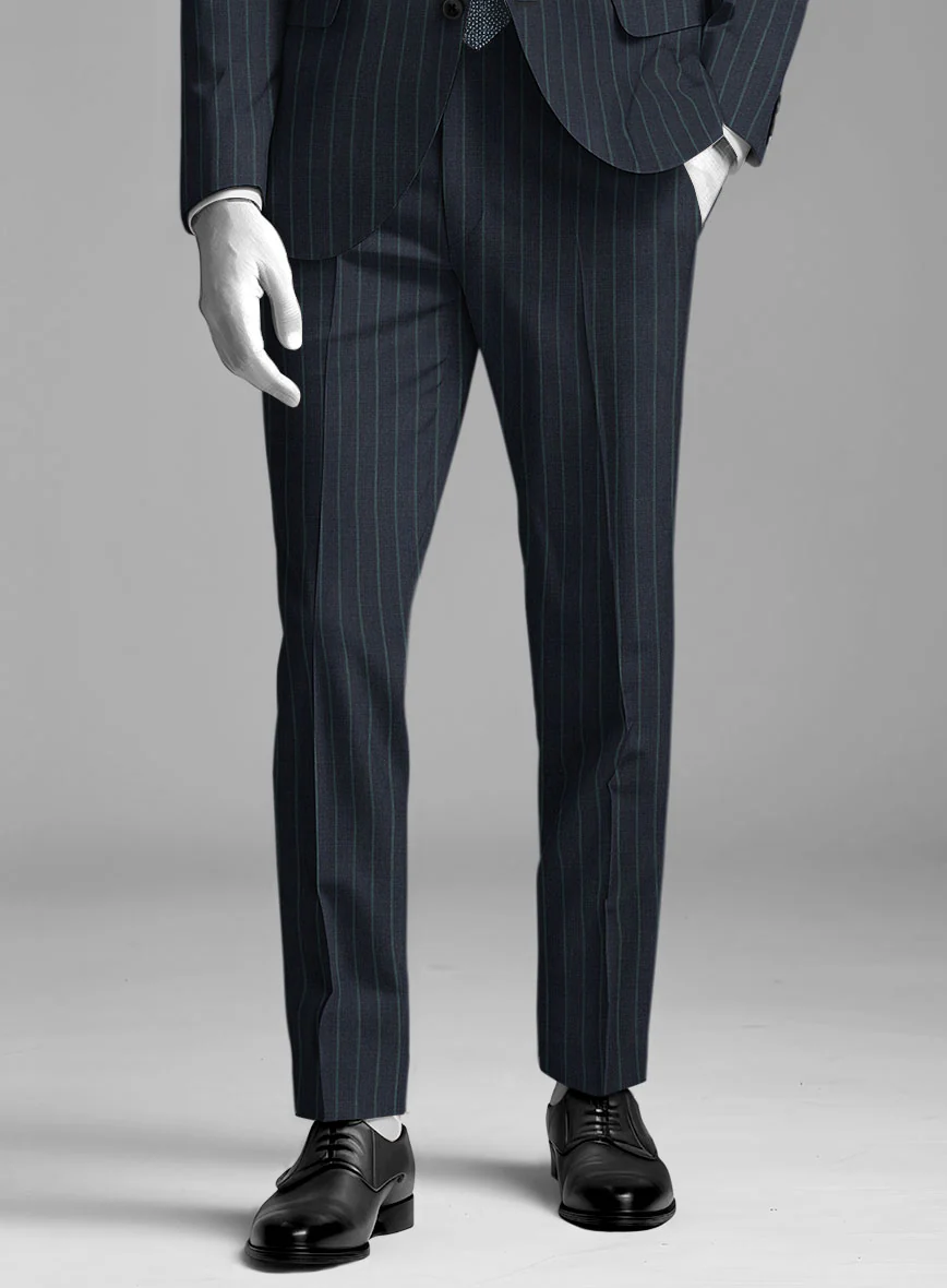 Napolean Thiago Stripe Navy Wool Pants - Image 2