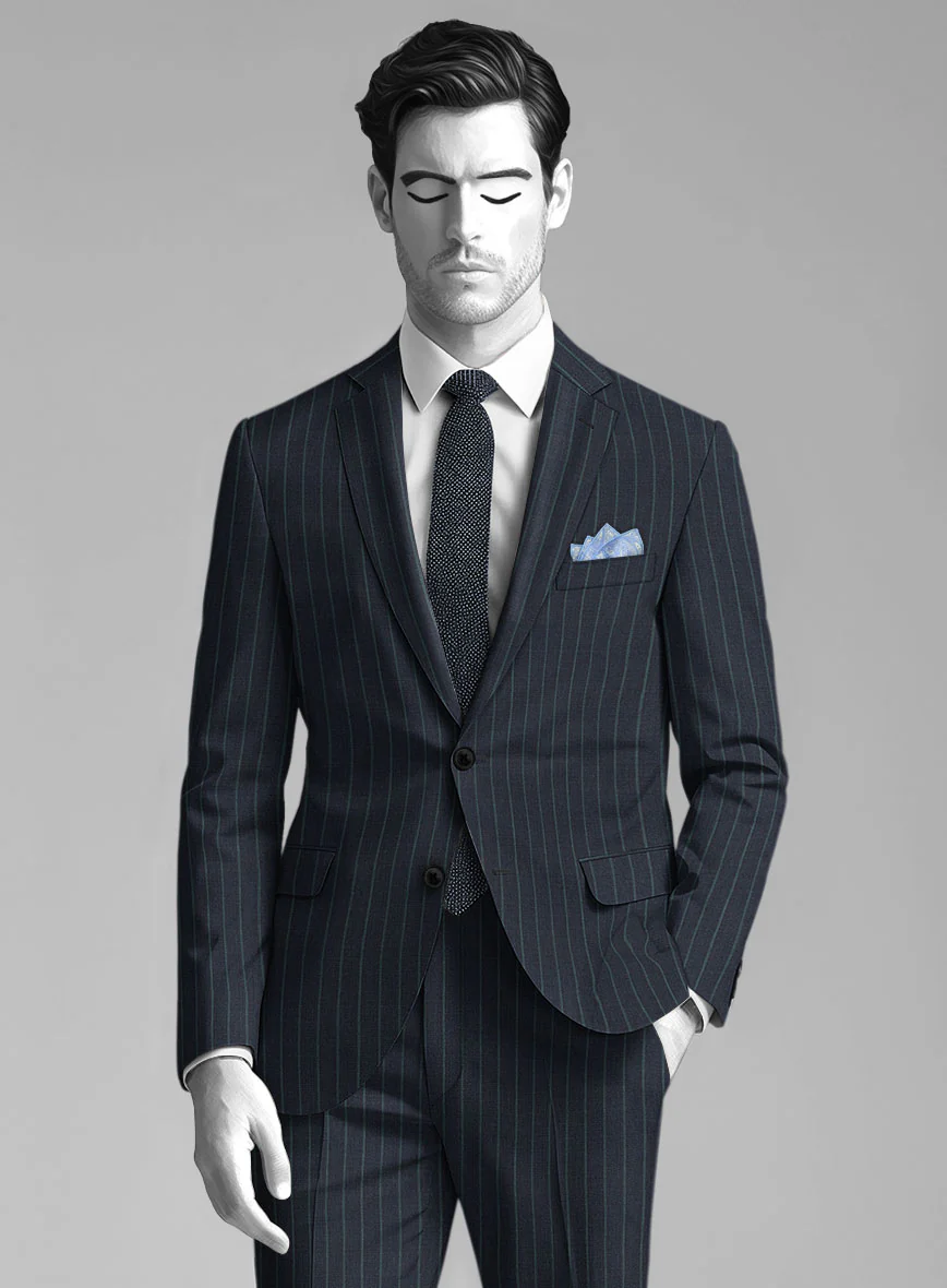 Napolean Thiago Stripe Navy Wool Suit - Image 3