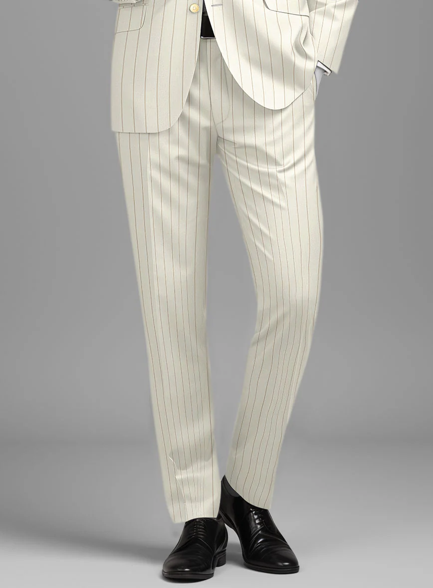 Napolean Tullio Stripe Ivory Wool Pants - Image 2