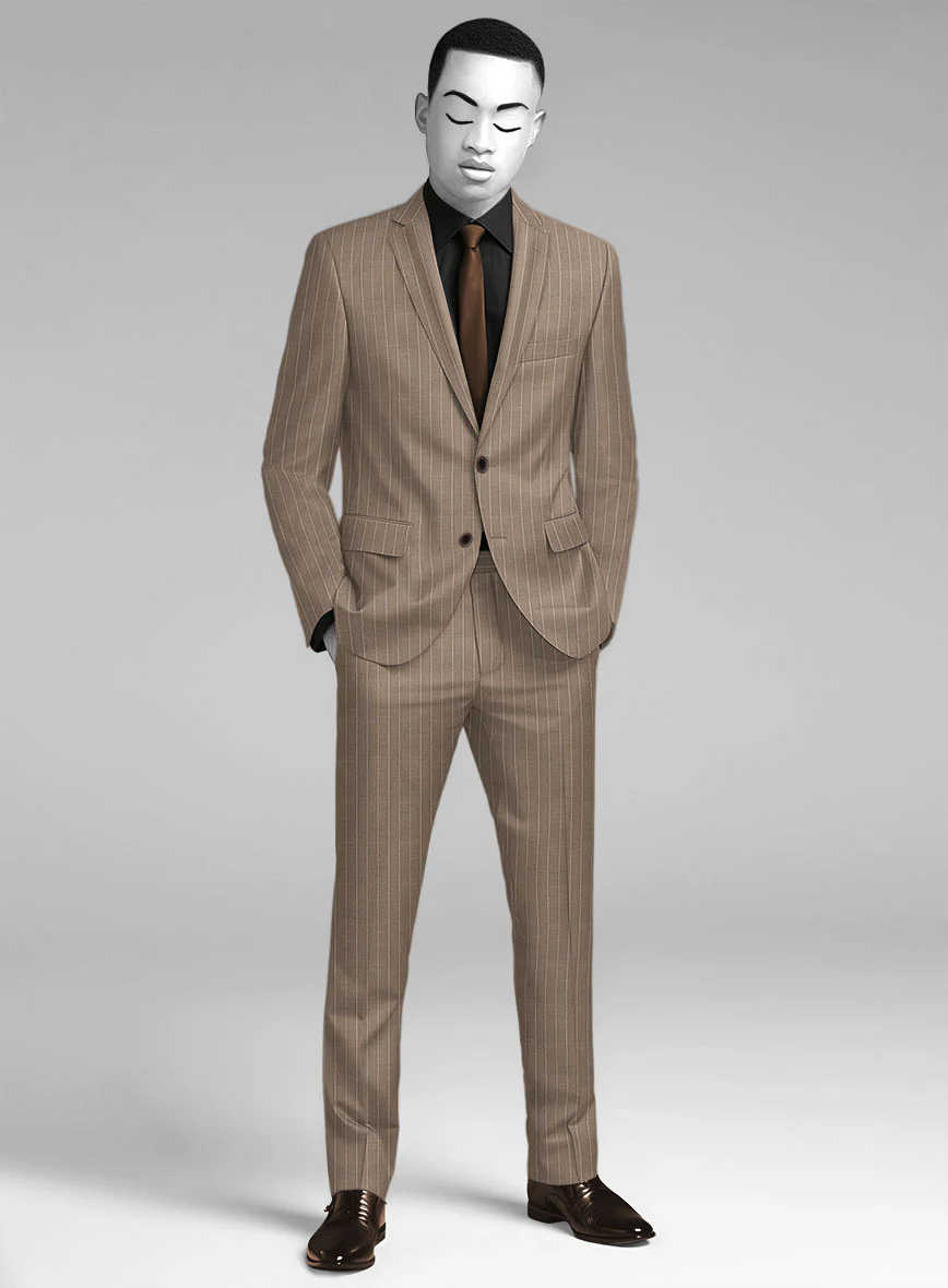 Napolean Tullio Stripe Light Brown Wool Suit