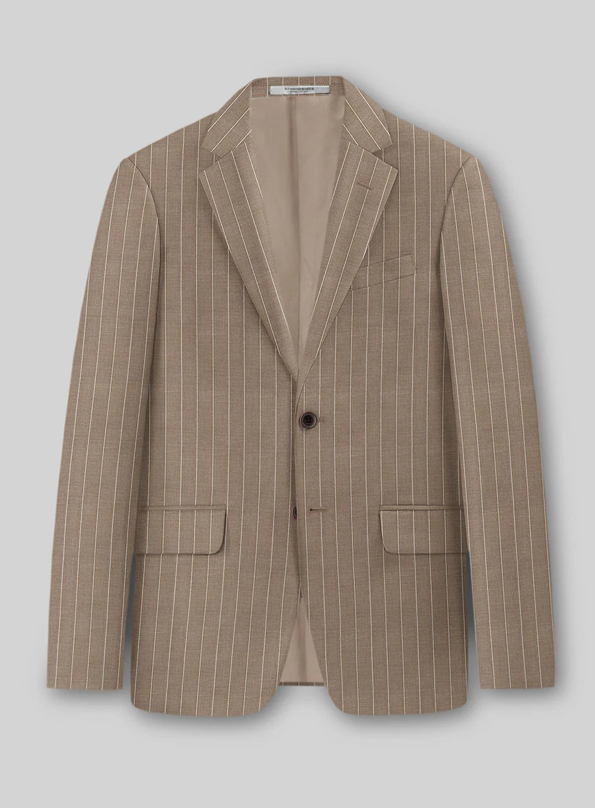Napolean Tullio Stripe Light Brown Wool Suit - Image 3