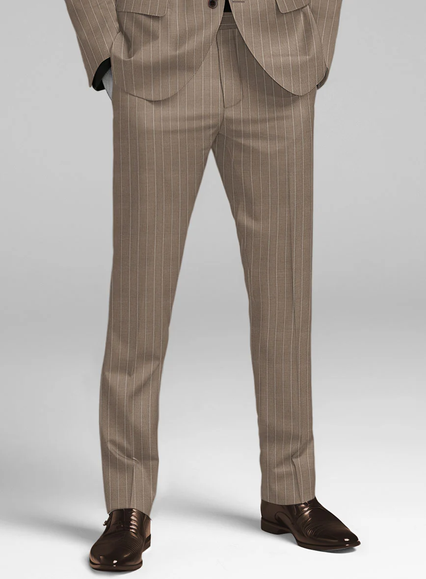 Napolean Tullio Stripe Light Brown Wool Suit - Image 5
