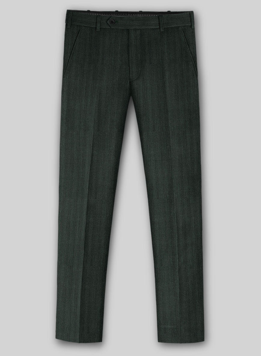 Napolean Verdiano Herringbone Green Wool Pants - Image 2