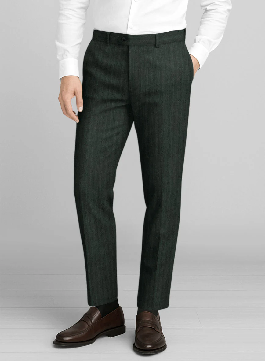 Napolean Verdiano Herringbone Green Wool Suit - Image 6