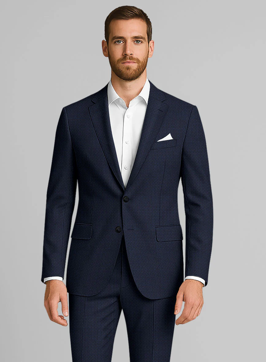 Napolean Vionnet Interweave Blue Wool Suit - Image 3