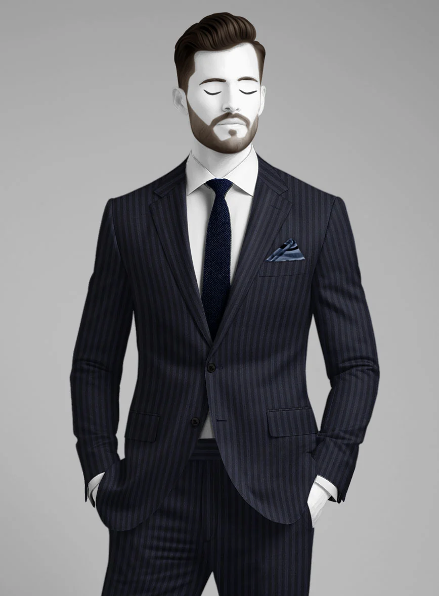 Napolean Vittore Stripe Ink Blue Wool Suit - Image 2