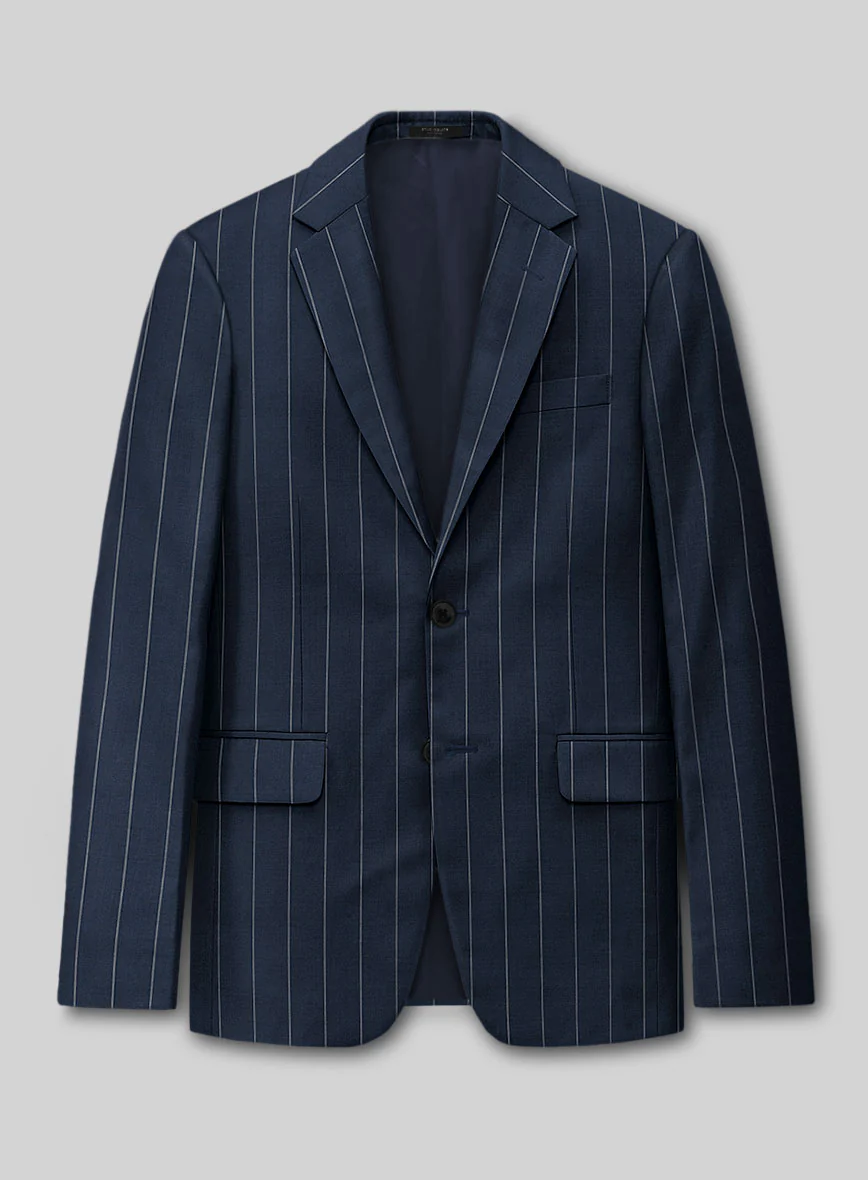 Napolean Wide Stripe Blue Wool Suit - Image 3