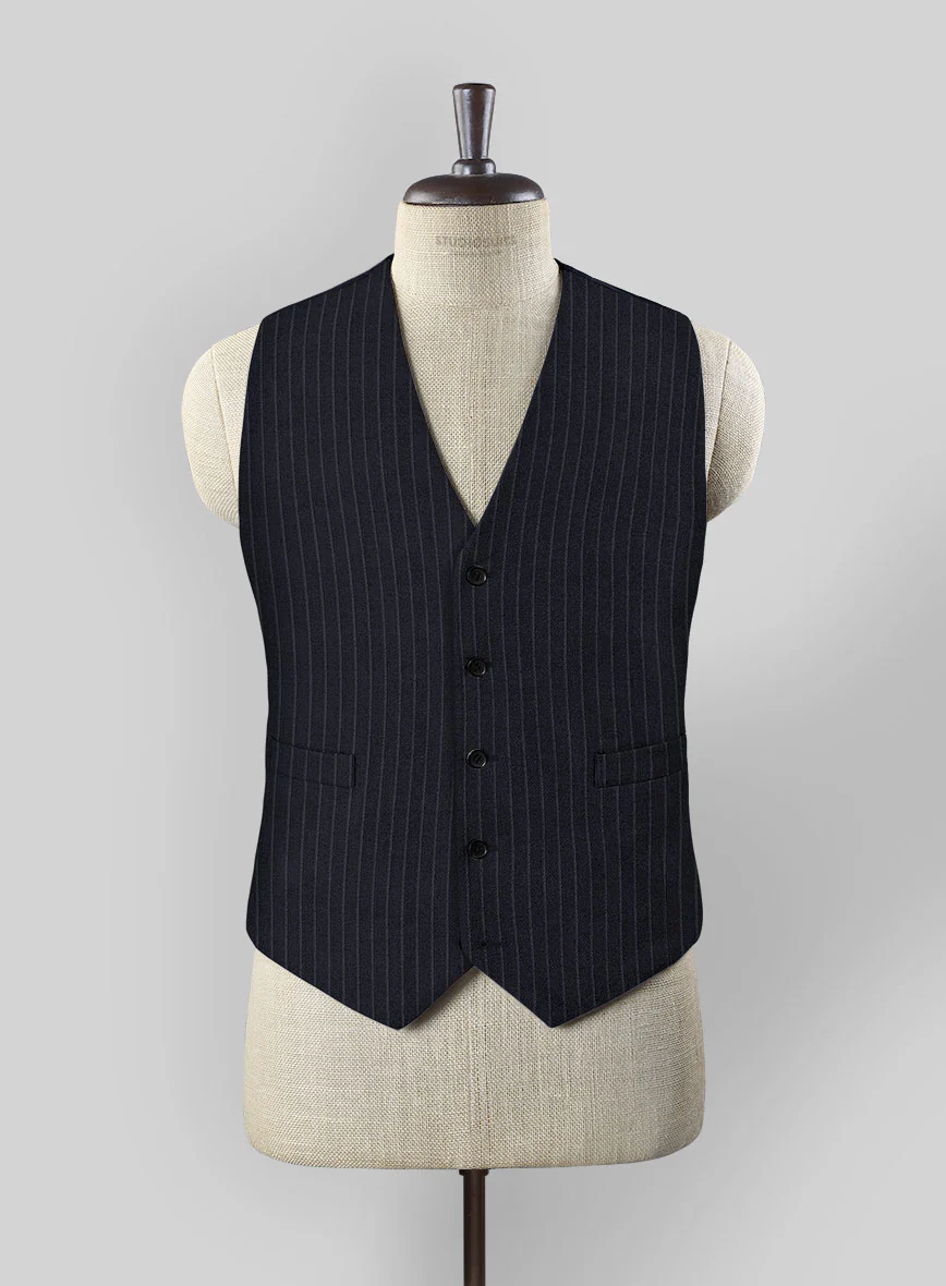 Napolean Windsor Blue Stripe Wool Waist Coat - Image 2