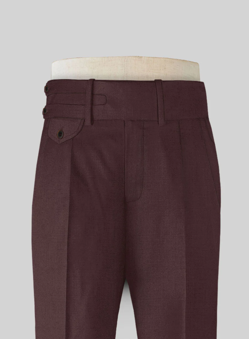 Napolean Wine Double Gurkha Wool Trousers - Image 4