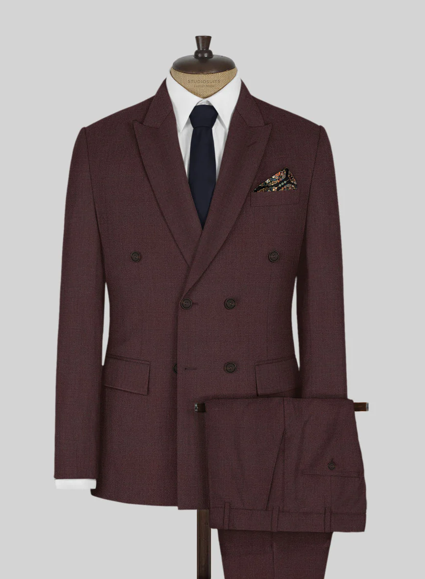 Napolean Wine Wool Double Breasted Suit