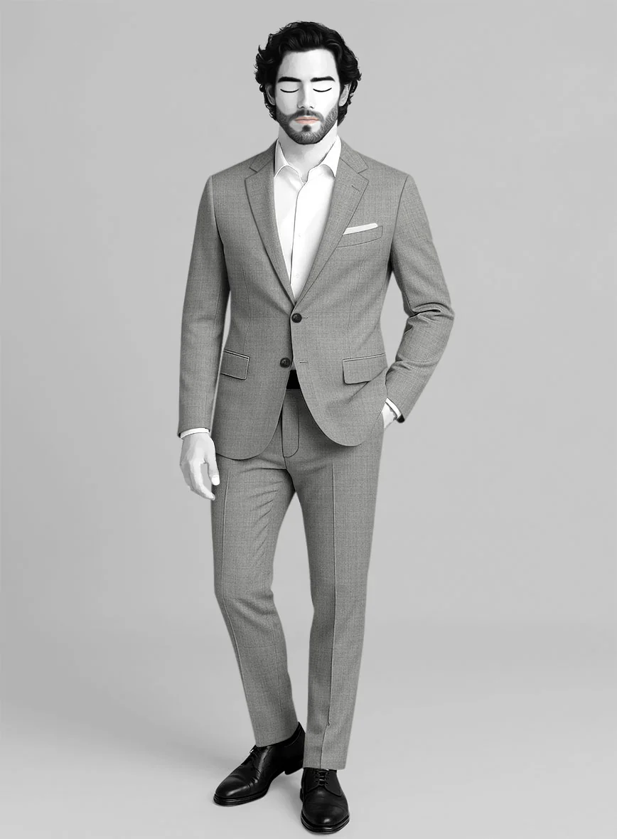 Napolean Worsted Light Gray Wool Suit