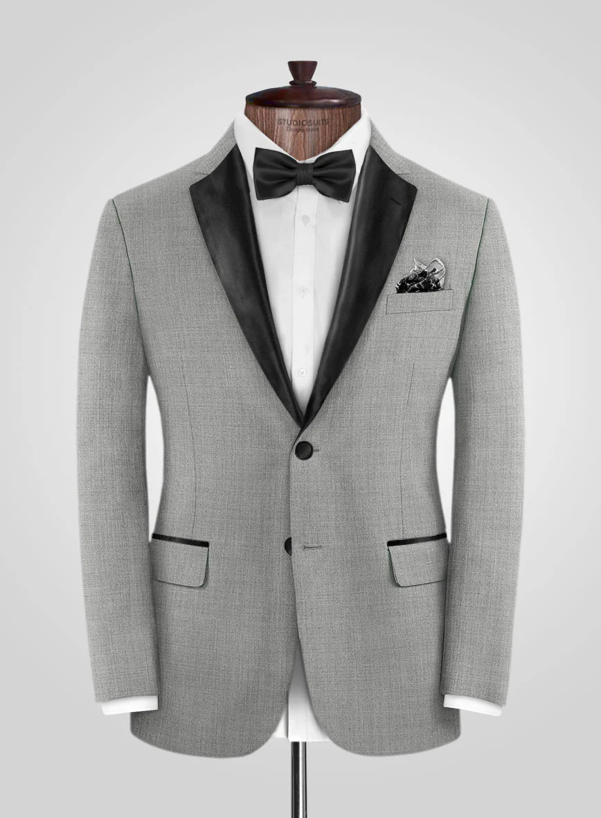 Napolean Worsted Light Gray Wool Tuxedo Suit - Image 2