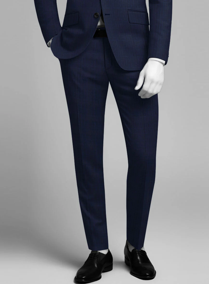 Napolean Xina Tartan Blue Wool Suit - Image 6