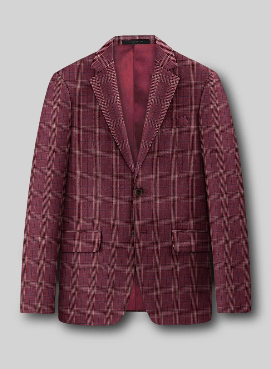Napolean Xina Tartan Maroon Wool Jacket