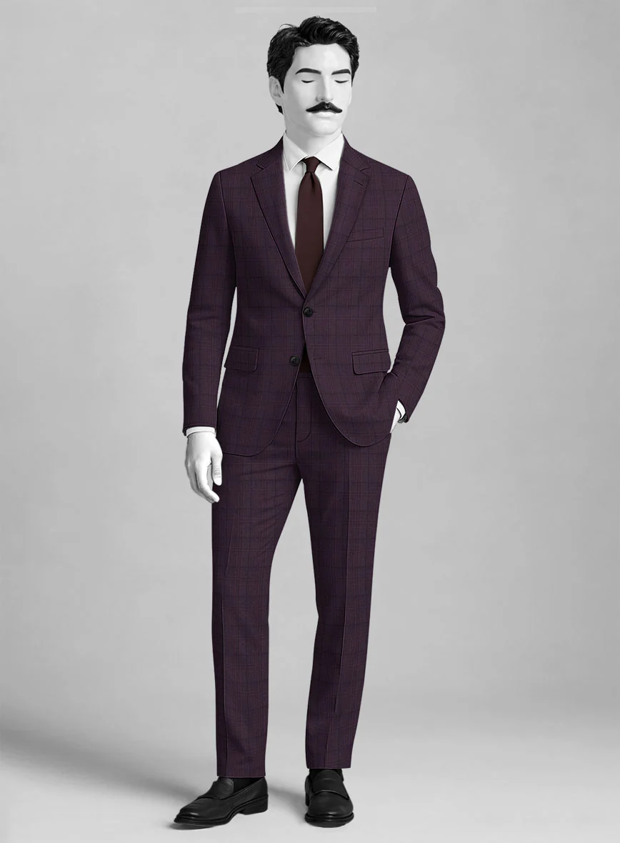 Napolean Xina Tartan Purple Wool Suit