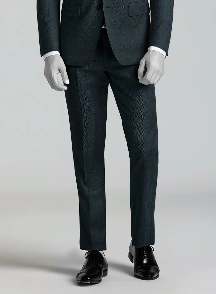 Napolean Xina Tartan Teal Blue Wool Pants - Image 2