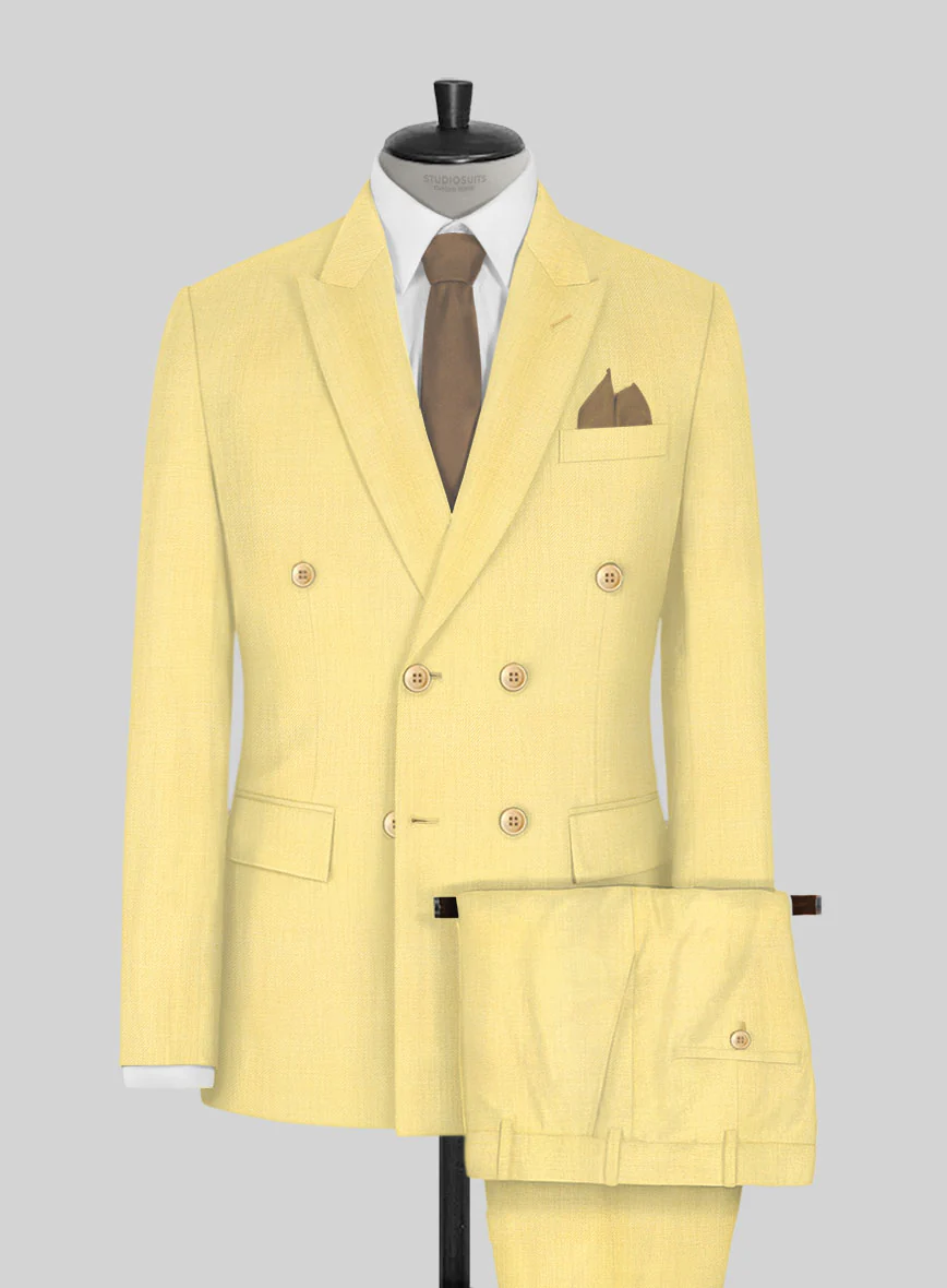 Napolean Yellow Wool Double Breasted Suit