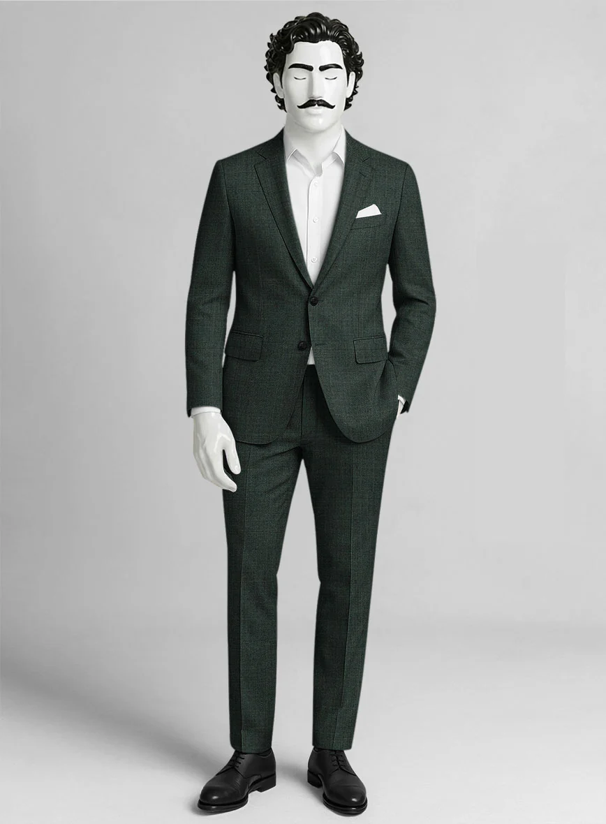 Napolean Zervano Sharkskin Green Wool Suit