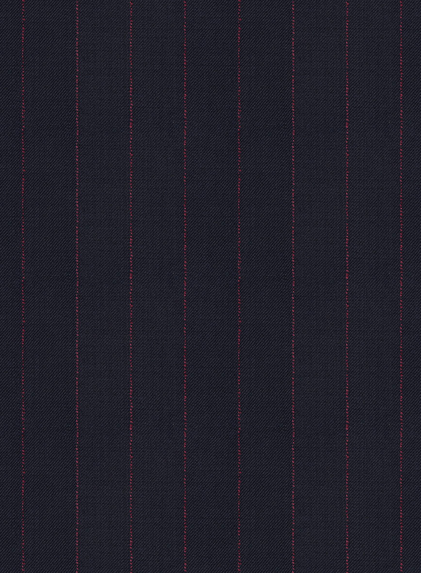 Navy Old World Stripe Wool Pants - Image 3