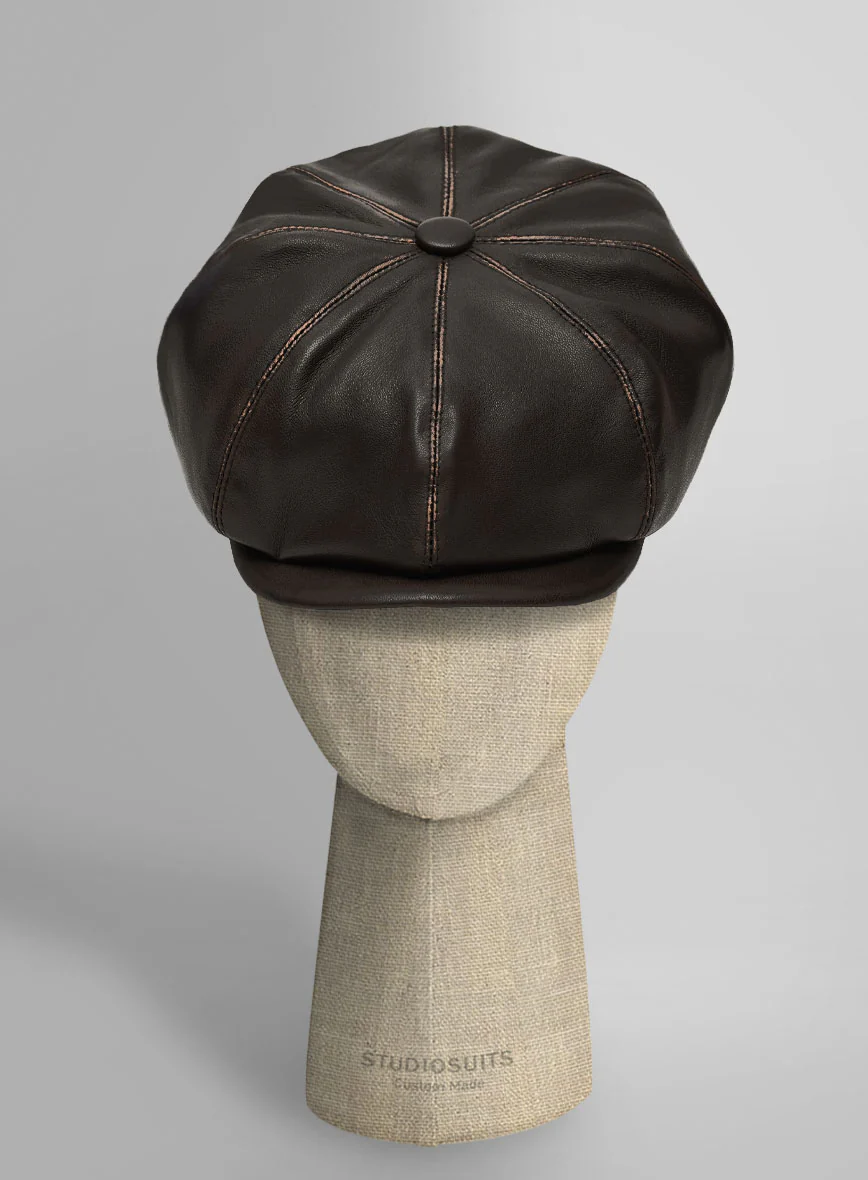 Newsboy Rubbed Brown Leather Cap