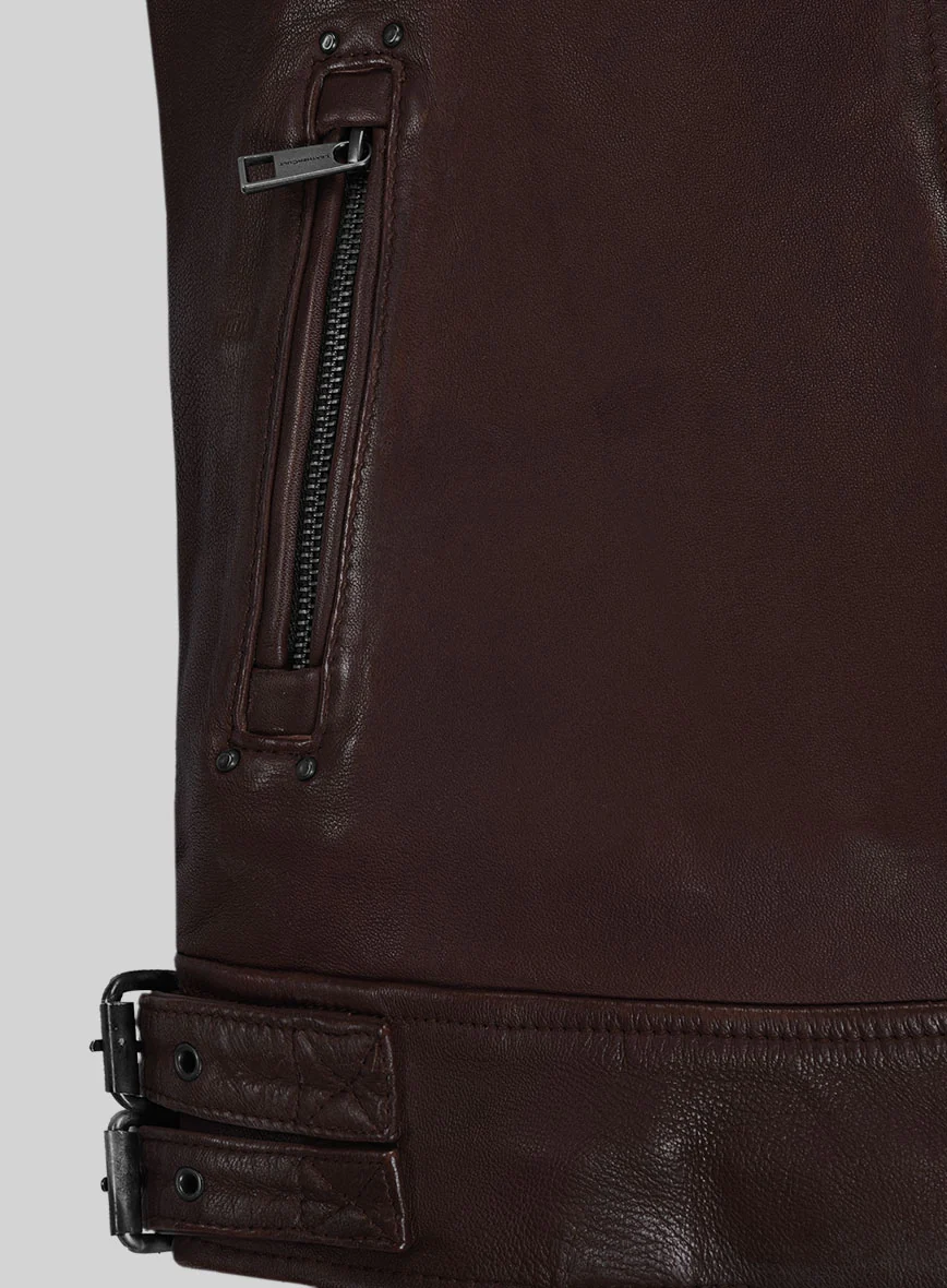 Nobelvalor Burgundy Rider Leather Jacket - Image 6